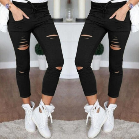 Image of Denim Stretch Ripped Jeans.