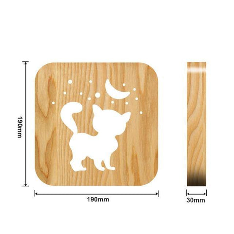 Image of Wooden Animal Luminaria 3D Lamp USB Powered Desk Lights.