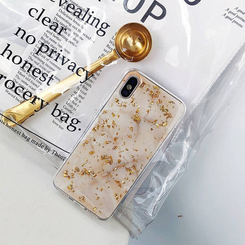 Image of Luxury Gold Foil Bling Marble Phone Case For iPhone.