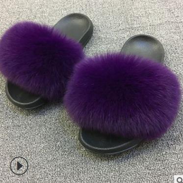 Faux Fur Slippers Women.