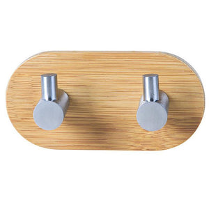 Stainless Steel Bamboo And Wood Three-row Hook.