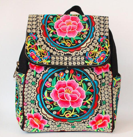 Image of Vintage Embroidery Canvas Backpacks