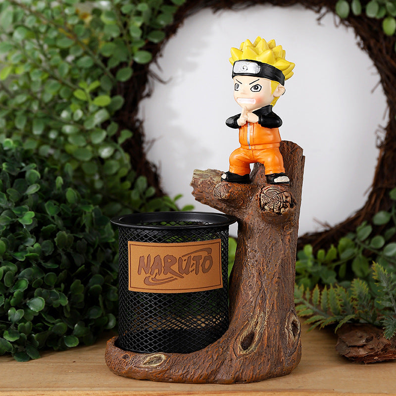 Anime cartoon metal grid pen holder