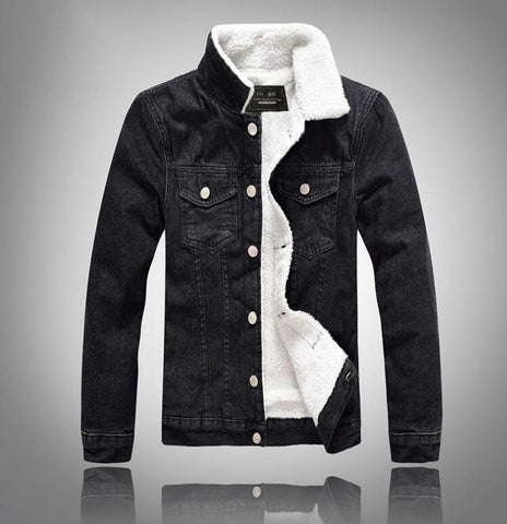 Image of Winter Men's Casual Denim Jacket Plus Velvet Warm Cotton Coat.