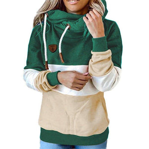 Casual Solid Contrast Long Sleeve Hoodie.