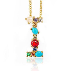 Multicolor charm Gold pendant Necklace.