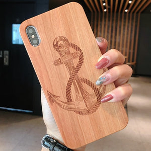 Engraving Real Wood Cell Phone Case for iPhone