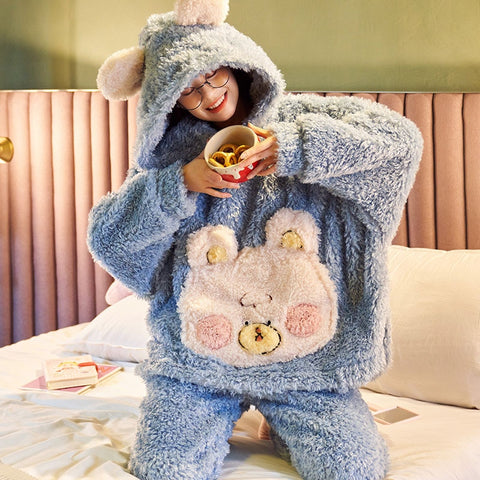 Image of Winter Pyjamas Cartoon Women Sleepwear