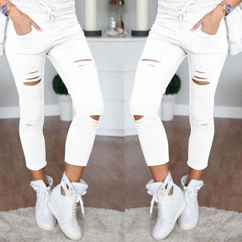 Image of Denim Stretch Ripped Jeans.