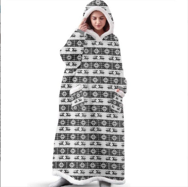 Long Flannel Blanket with Sleeves Winter Hoodies