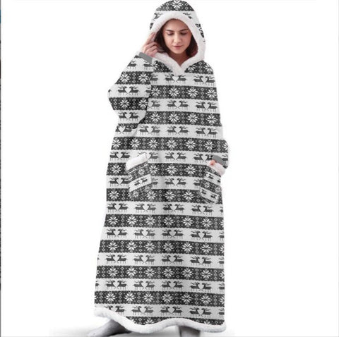 Image of Long Flannel Blanket with Sleeves Winter Hoodies