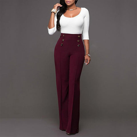 Image of Wide Leg High Waist Casual Pants