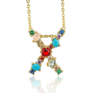 Multicolor charm Gold pendant Necklace.