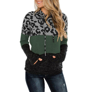 Winter Outfit Hooded splicing printing loose fleece sweatshirt.