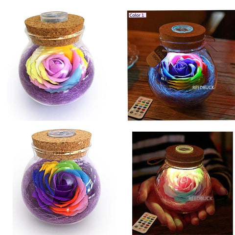 Image of LED Rose Flower Bottle Light.