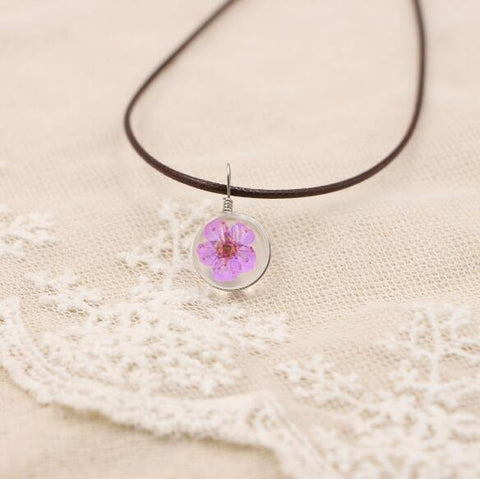 Image of Boho Transparent Resin Dried Flower Necklace.