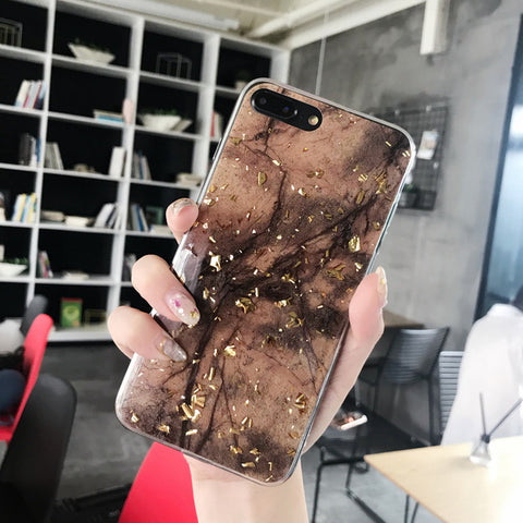 Image of Luxury Gold Foil Bling Marble Phone Case For iPhone.