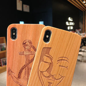 Engraving Real Wood Cell Phone Case for iPhone