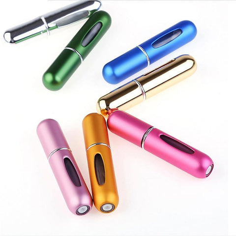 Image of Portable Mini Aluminum Refillable Perfume Bottle  Cosmetic Containers.