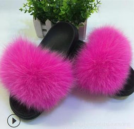 Faux Fur Slippers Women.