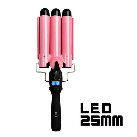 Image of LED Ceramic Triple Barrel Hair Curler Irons Hair.