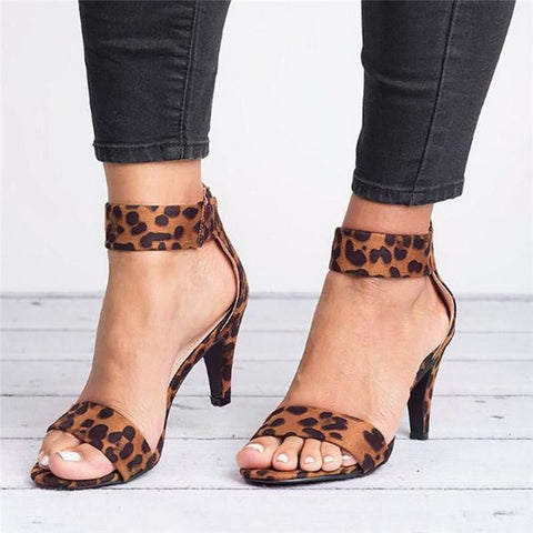 Image of Leopard High Heels Sandals