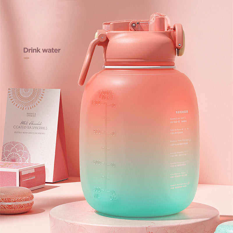 1.7L Super Capacity Gradient Straw Sports Fitness Water Bottle