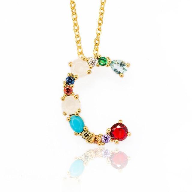 Multicolor charm Gold pendant Necklace.