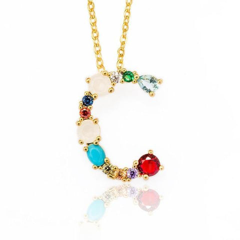 Image of Multicolor charm Gold pendant Necklace.