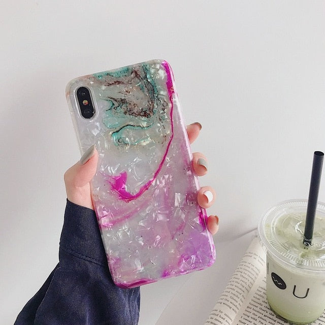 Glitter Marble Case For iphone