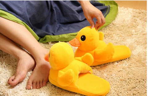 Image of Yellow Duck Shoes Women's Soft Short Furry Plush Slipper