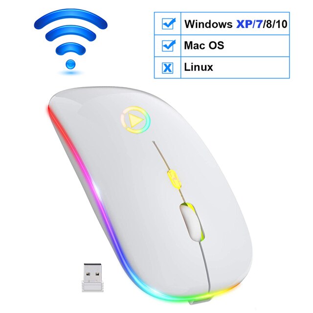 Wireless Mouse Bluetooth RGB Rechargeable LED.