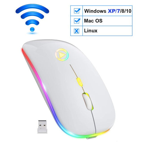 Image of Wireless Mouse Bluetooth RGB Rechargeable LED.