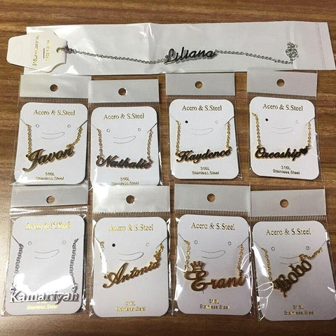 Image of Stainless Steel Name Necklace Personalized Letter.