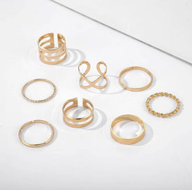 Round Hollow Geometric Rings Set