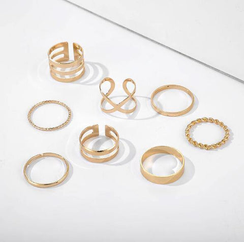 Image of Round Hollow Geometric Rings Set.