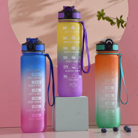 Image of Sports Straw Water Cup Tritan Gradient Bounce Cover Water Bottle