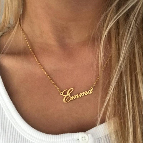 Image of Stainless Steel Name Necklace Personalized Letter.