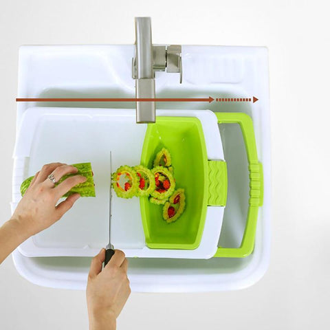 Image of Multifunction Kitchen Chopping Blocks Sinks Drain Basket Cutting Board.