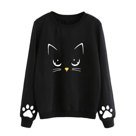 Cat Printing Round Neck Long Sleeve Warm Sweatshirts.