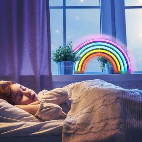 Image of kids bedroom cute neon rainbow lamp
