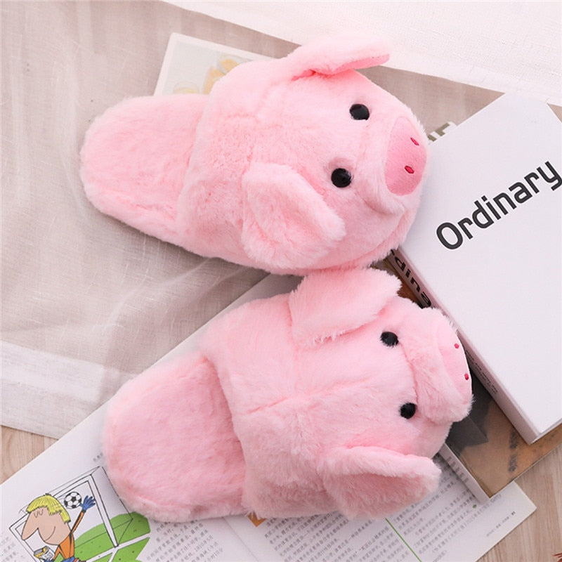 Winter Women Warm Indoor  Pink Pig Slippers