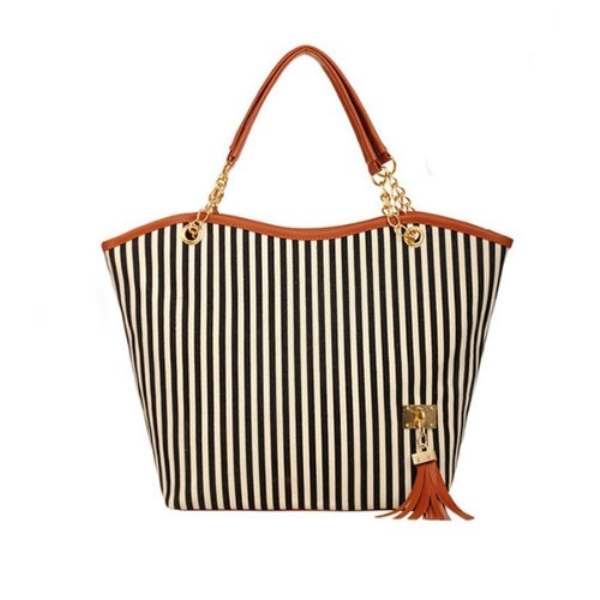 Striped Canvas Handbag