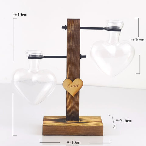 Image of Creative Love Hydroponic Transparent Glass Vase