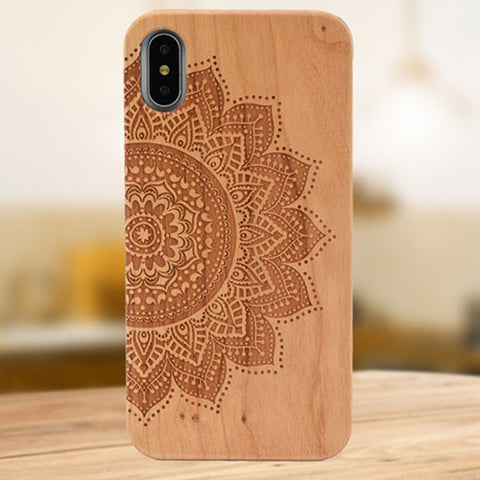 Image of Engraving Real Wood Cell Phone Case for iPhone