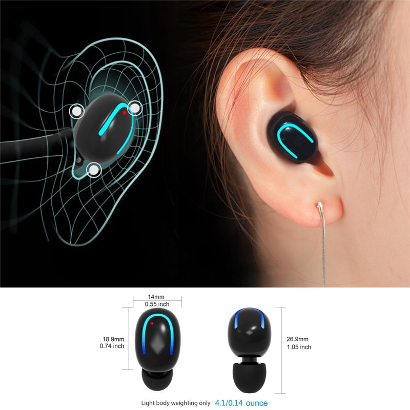 Wireless Earphone Earbuds Bluetooth Q13 Built-in HD Microphone.