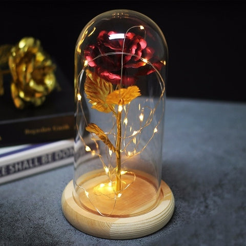 Image of Beauty And Beast Rose In Flask Led Rose Flower Light.