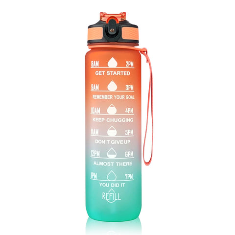 Image of Sports Straw Water Cup Tritan Gradient Bounce Cover Water Bottle