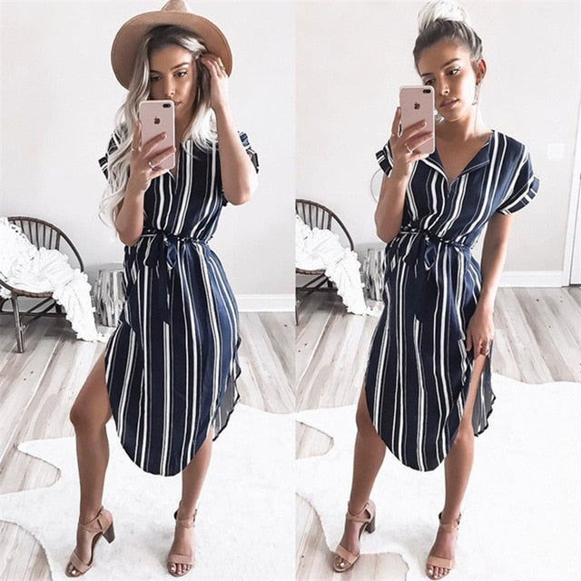 Striped Office Pencil Dress