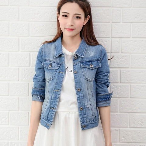 Image of Short Denim Jacket Casual Ripped.